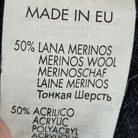 Codice Gray Navy 50% Merino Wool Blend Knit Mockneck Polo Sweater - Picture 5 of 5